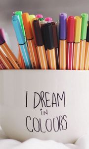 Preview wallpaper pen, cup, dreams, colorful