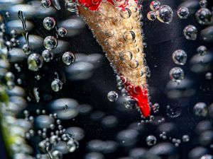 Preview wallpaper pencil, water, bubbles, red