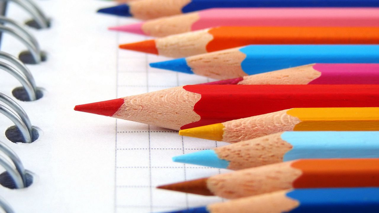 Wallpaper pencils, colored, notebook, set of