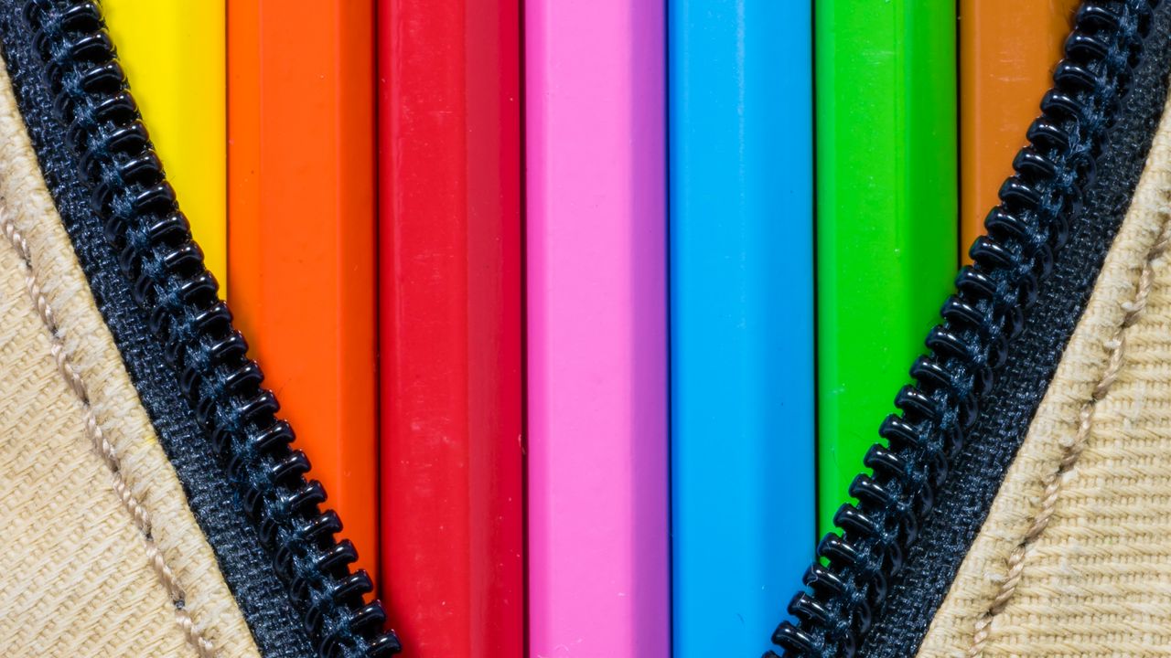 Wallpaper pencils, colorful, lightning, lock, creativity