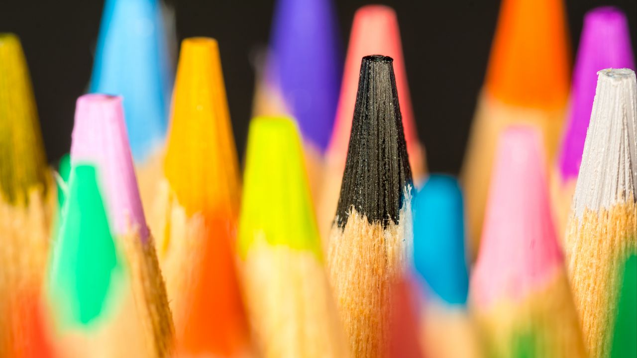 Wallpaper pencils, colorful, macro, blur