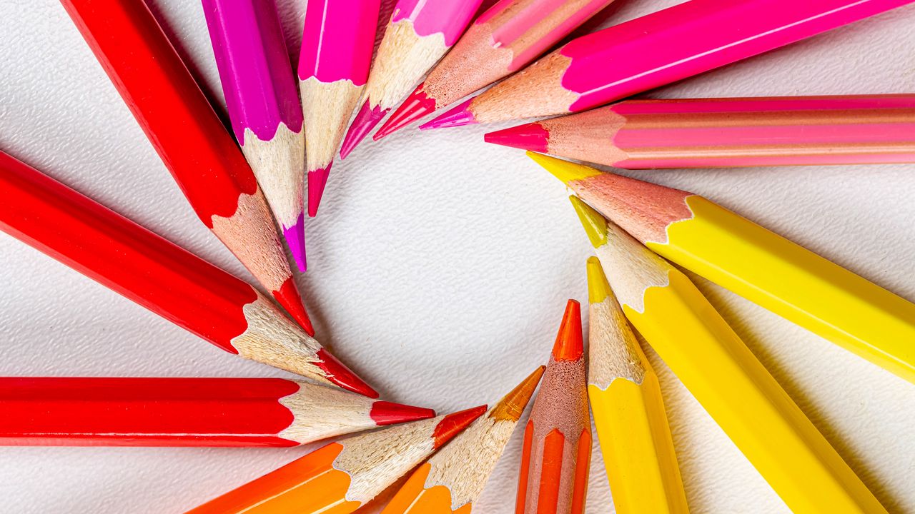 Wallpaper pencils, colorful, macro, circle