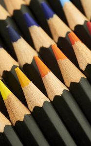 Preview wallpaper pencils, macro, wooden, colorful