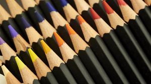 Preview wallpaper pencils, macro, wooden, colorful