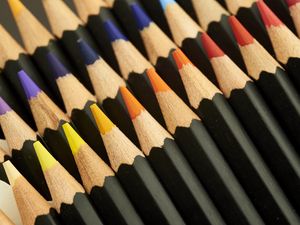 Preview wallpaper pencils, macro, wooden, colorful