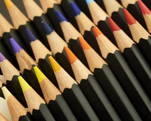 Preview wallpaper pencils, macro, wooden, colorful