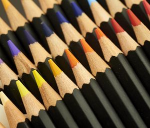 Preview wallpaper pencils, macro, wooden, colorful