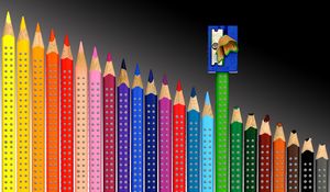 Preview wallpaper pencils, pencil sharpener, color