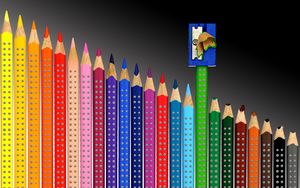 Preview wallpaper pencils, pencil sharpener, color