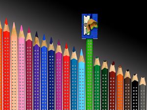 Preview wallpaper pencils, pencil sharpener, color