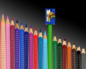 Preview wallpaper pencils, pencil sharpener, color