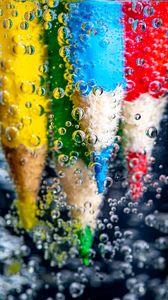 Preview wallpaper pencils, water, bubbles, colorful