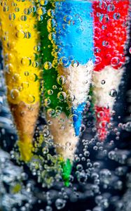 Preview wallpaper pencils, water, bubbles, colorful