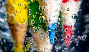 Preview wallpaper pencils, water, bubbles, colorful