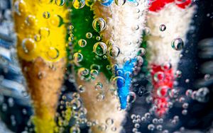 Preview wallpaper pencils, water, bubbles, colorful