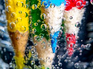 Preview wallpaper pencils, water, bubbles, colorful