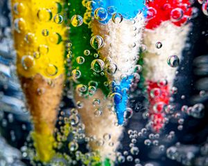 Preview wallpaper pencils, water, bubbles, colorful