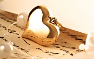 Preview wallpaper pendant, gold, heart, letter, macro, love, gift