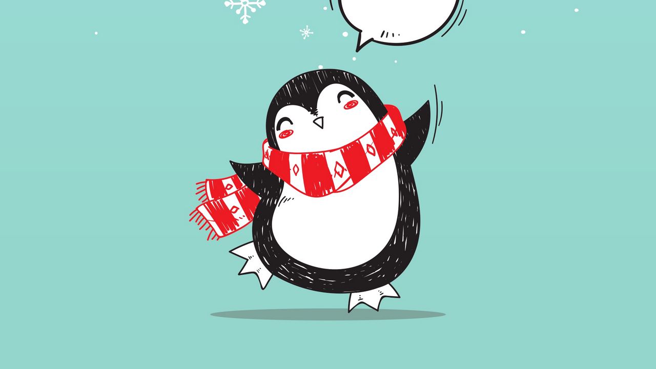 Wallpaper penguin, art, christmas, happiness