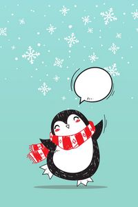 Preview wallpaper penguin, art, christmas, happiness