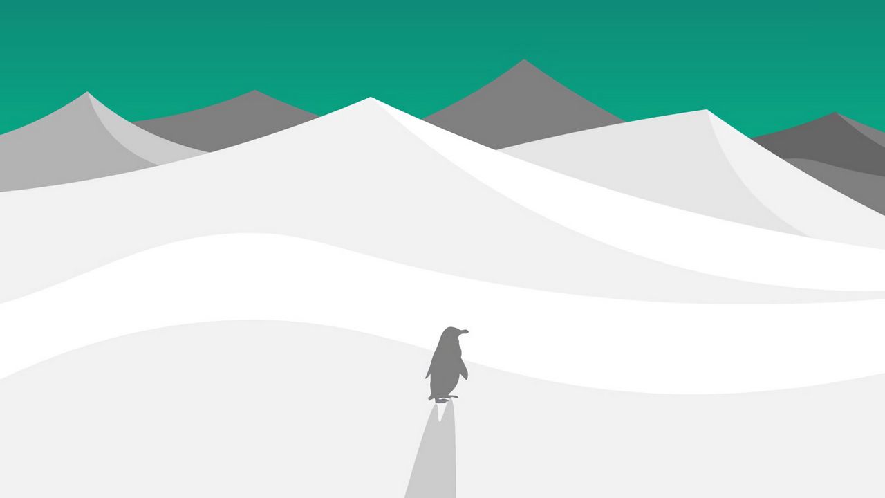Wallpaper penguin, desert, moon, art, vector