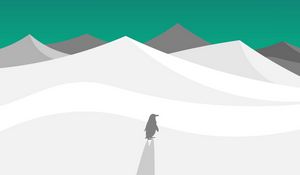Preview wallpaper penguin, desert, moon, art, vector