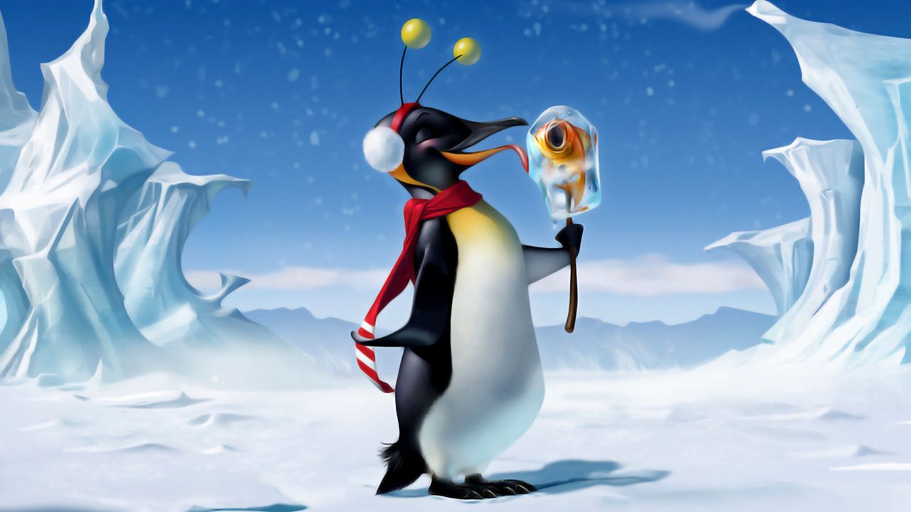 Wallpaper penguin, ice, snow