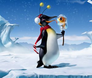 Preview wallpaper penguin, ice, snow