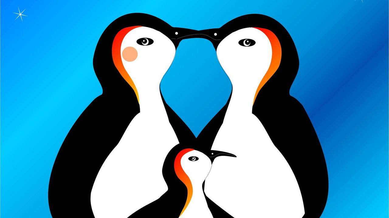 Wallpaper penguins, art, family, love