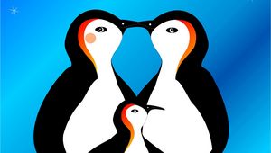 Preview wallpaper penguins, art, family, love