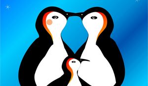 Preview wallpaper penguins, art, family, love