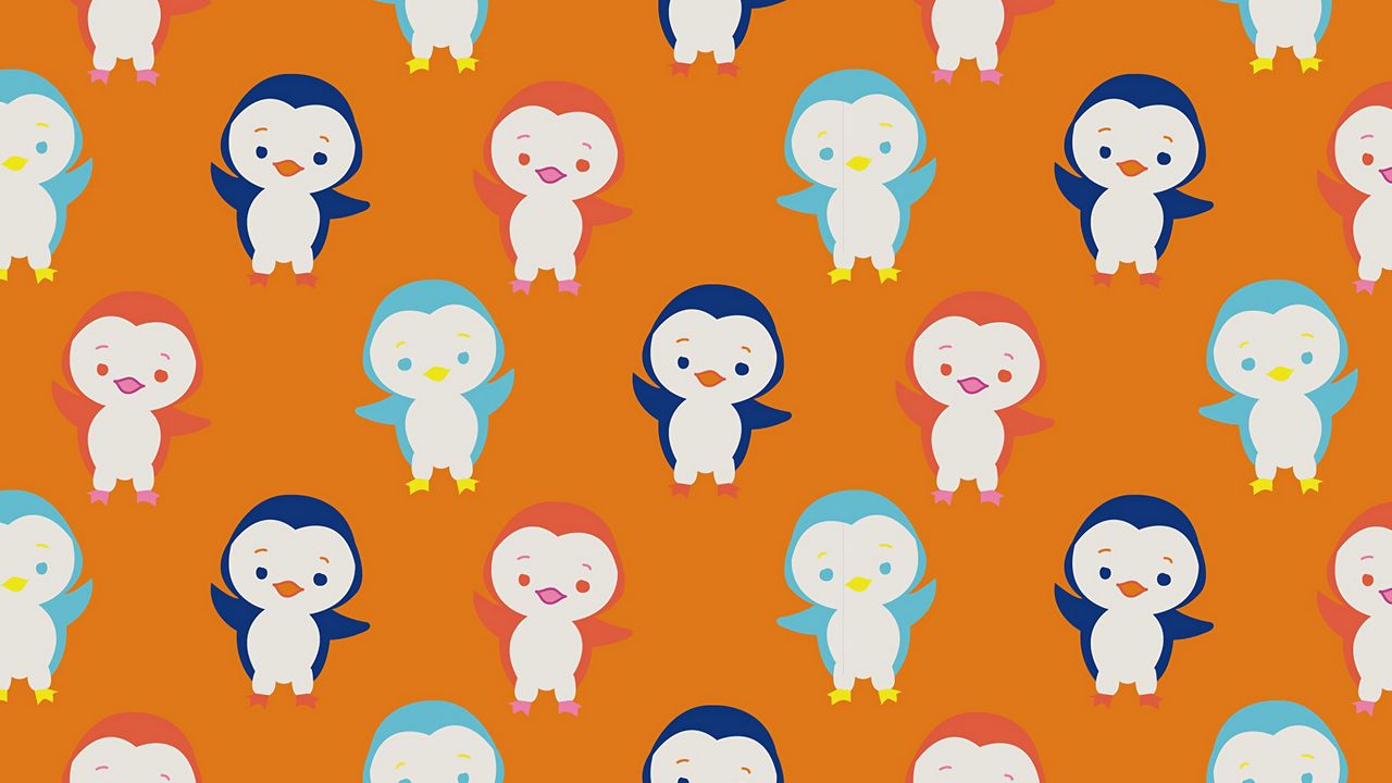 Wallpaper penguins, cute, funny, pattern, colorful