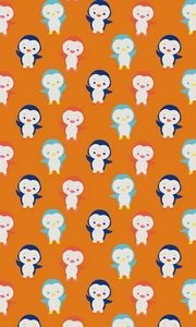 Preview wallpaper penguins, cute, funny, pattern, colorful