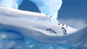 Preview wallpaper penguins, ice, ice floes, snow, art