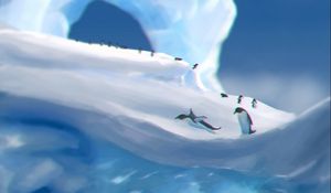 Preview wallpaper penguins, ice, ice floes, snow, art