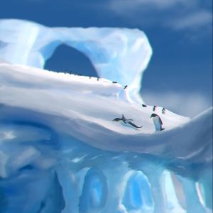 Preview wallpaper penguins, ice, ice floes, snow, art