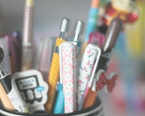 Preview wallpaper pens, pencils, stand, colorful, blur