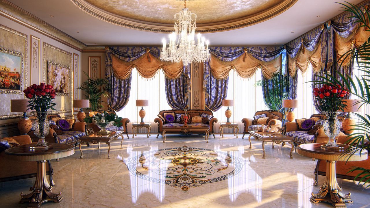 Wallpaper penthouse, suite, bathroom, marble, flat, chandelier