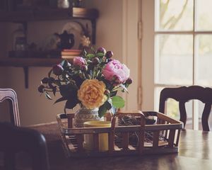 Preview wallpaper peonies, flowers, bouquet, vase, aesthetics