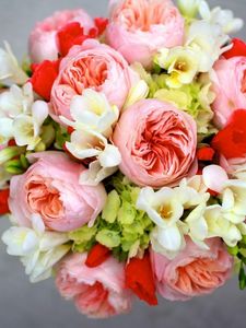 Preview wallpaper peony, freesia, hydrangea bouquet, arrangement, flowers