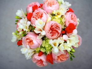 Preview wallpaper peony, freesia, hydrangea bouquet, arrangement, flowers