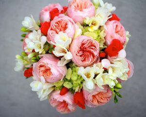 Preview wallpaper peony, freesia, hydrangea bouquet, arrangement, flowers