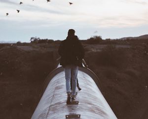 Preview wallpaper people, birds, mood, walk, evening