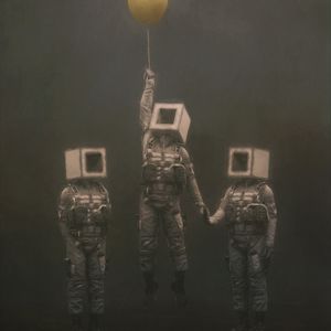 Preview wallpaper people, cubes, balloon, flight, fantasy, art