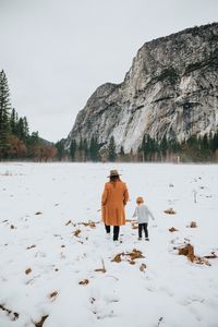 Preview wallpaper people, mountain, snow, winter, nature, walk