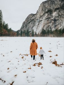 Preview wallpaper people, mountain, snow, winter, nature, walk