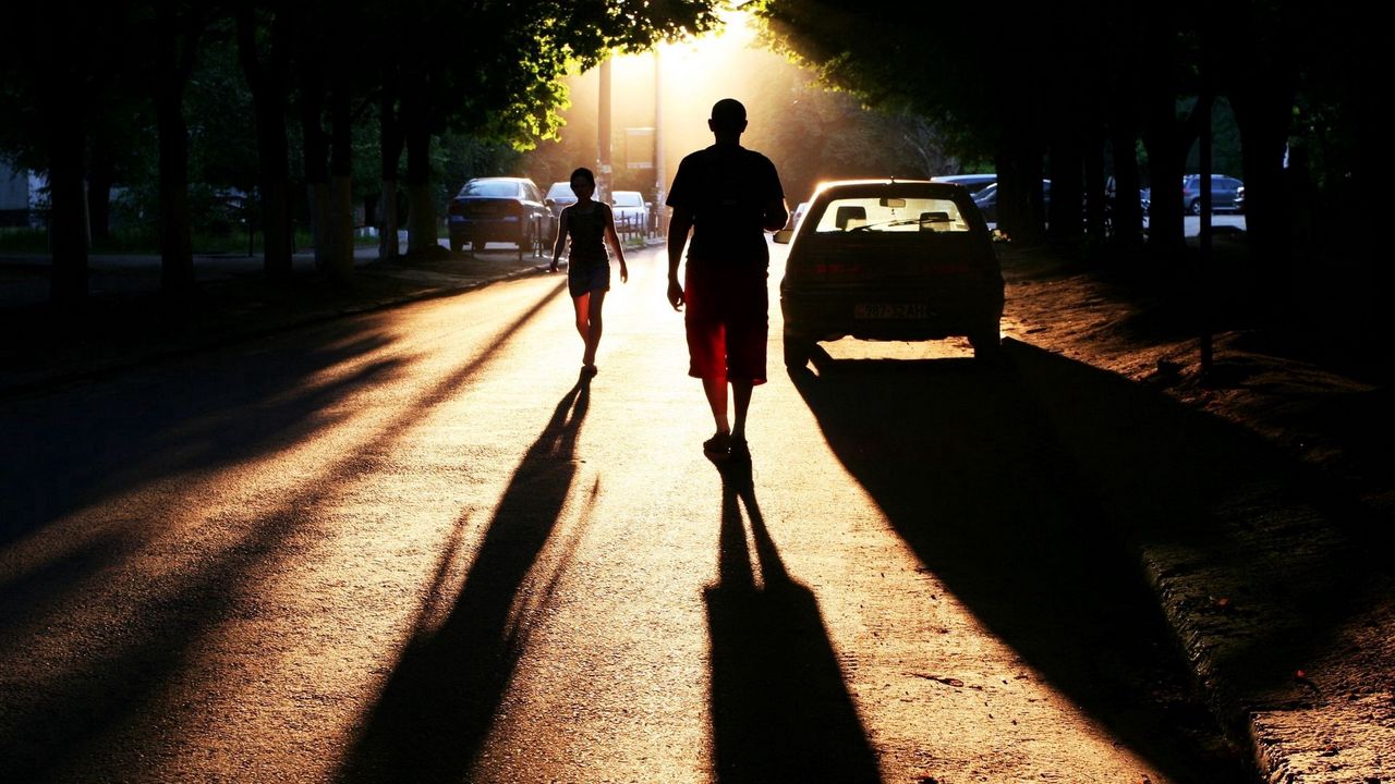 Wallpaper people, road, shadow, night, cars, silhouette