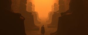 Preview wallpaper people, silhouette, statues, ancient egypt, art