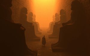 Preview wallpaper people, silhouette, statues, ancient egypt, art