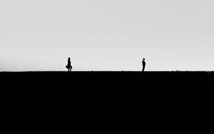 Preview wallpaper people, silhouettes, black and white, bw